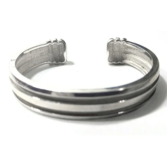 Vintage Art Deco Sterling Silver Heavy Cuff Bracelet - Picture 7 of 7